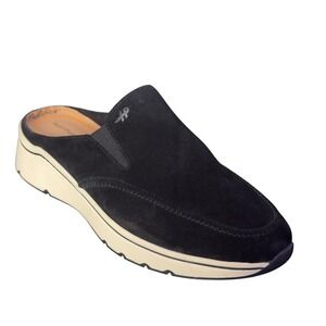 Hush Puppies Black Suede Leather Slip On Comfort Mule Shoes Womens 8.5 Trixie